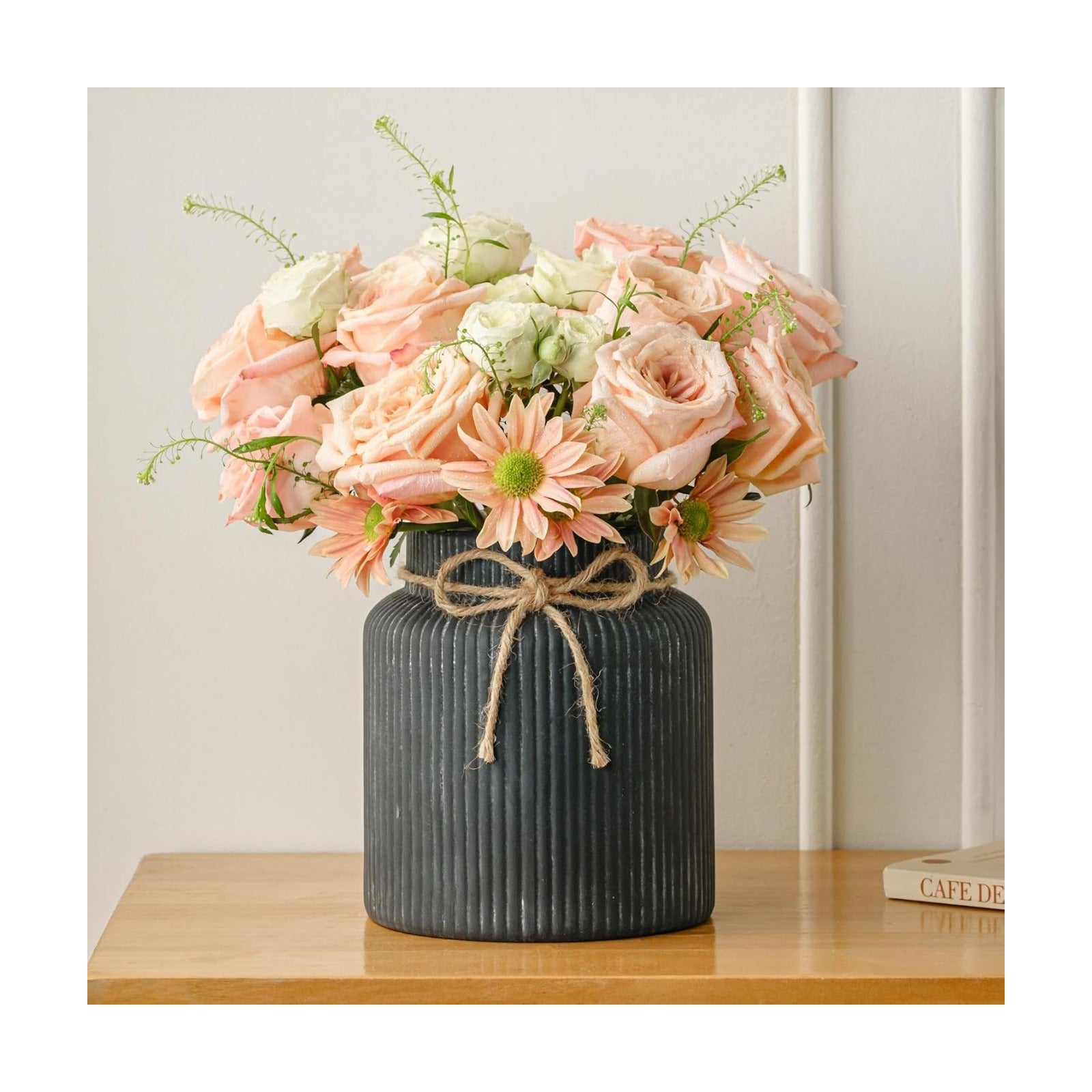 Rustic Ceramic Vase / Black / 7.2 Inch