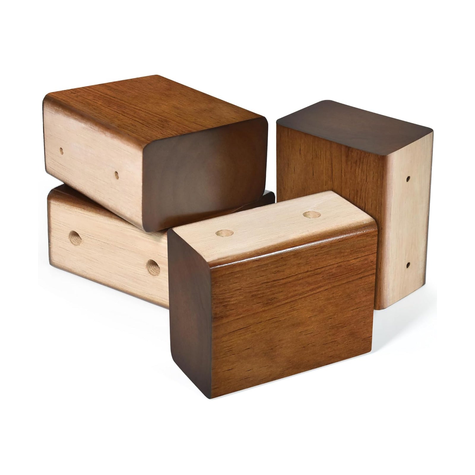 Wood Bed Risers / Brown / 4 Inch