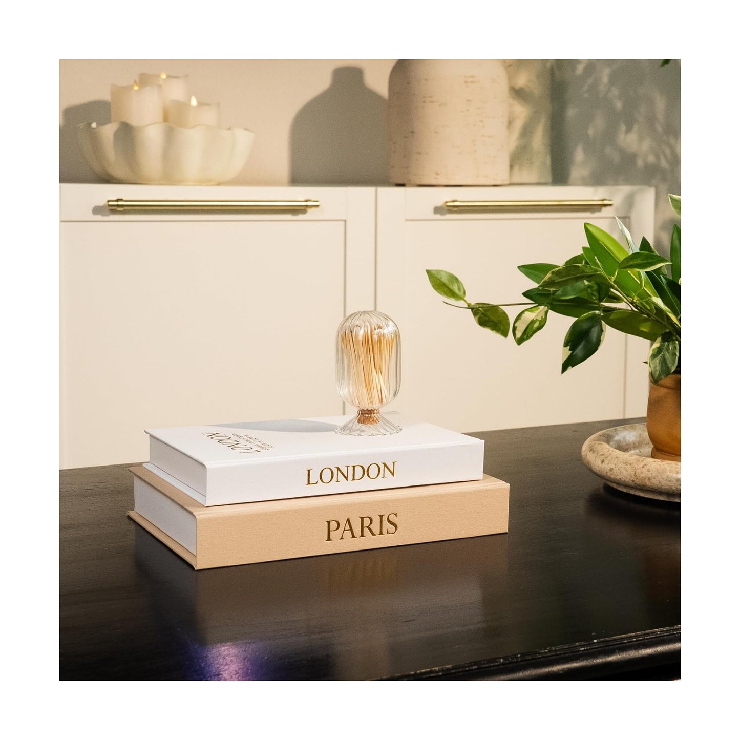 Faux Linen Book Boxes / Caramel/beige / Modern / Set of 2