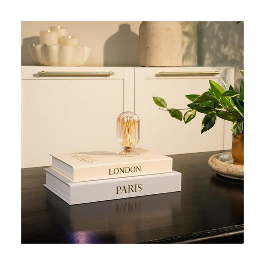 Faux Linen Book Boxes / Gray/beige / Modern / Set of 2