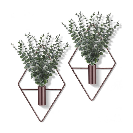 Artificial Metal Hanging Vase Indoor Plants Holder Modern Geometric / Bronze / Eucalyptus / Set of 4