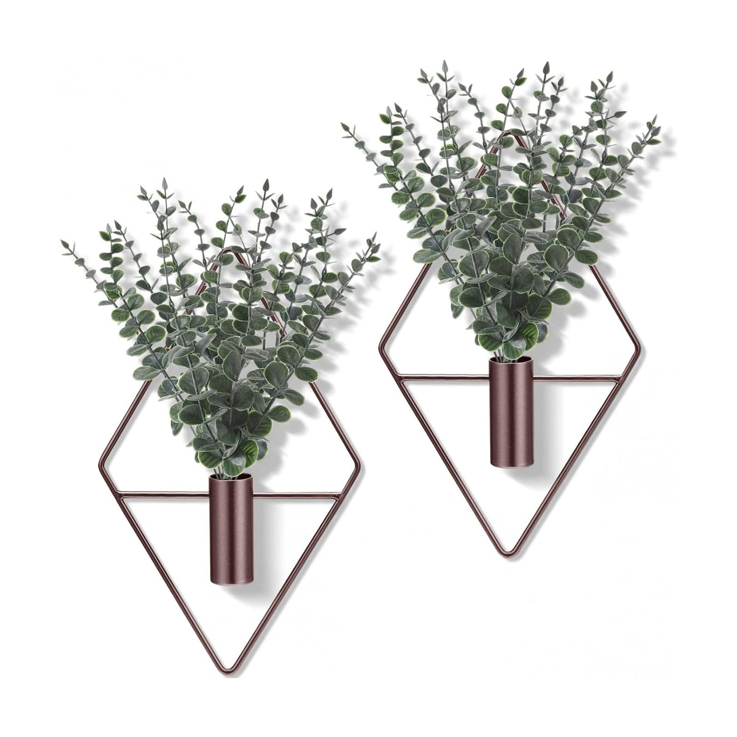 Jexine 4 Pcs Hanging Artificial Planters Wall Decor, Bronze, Eucalyptus