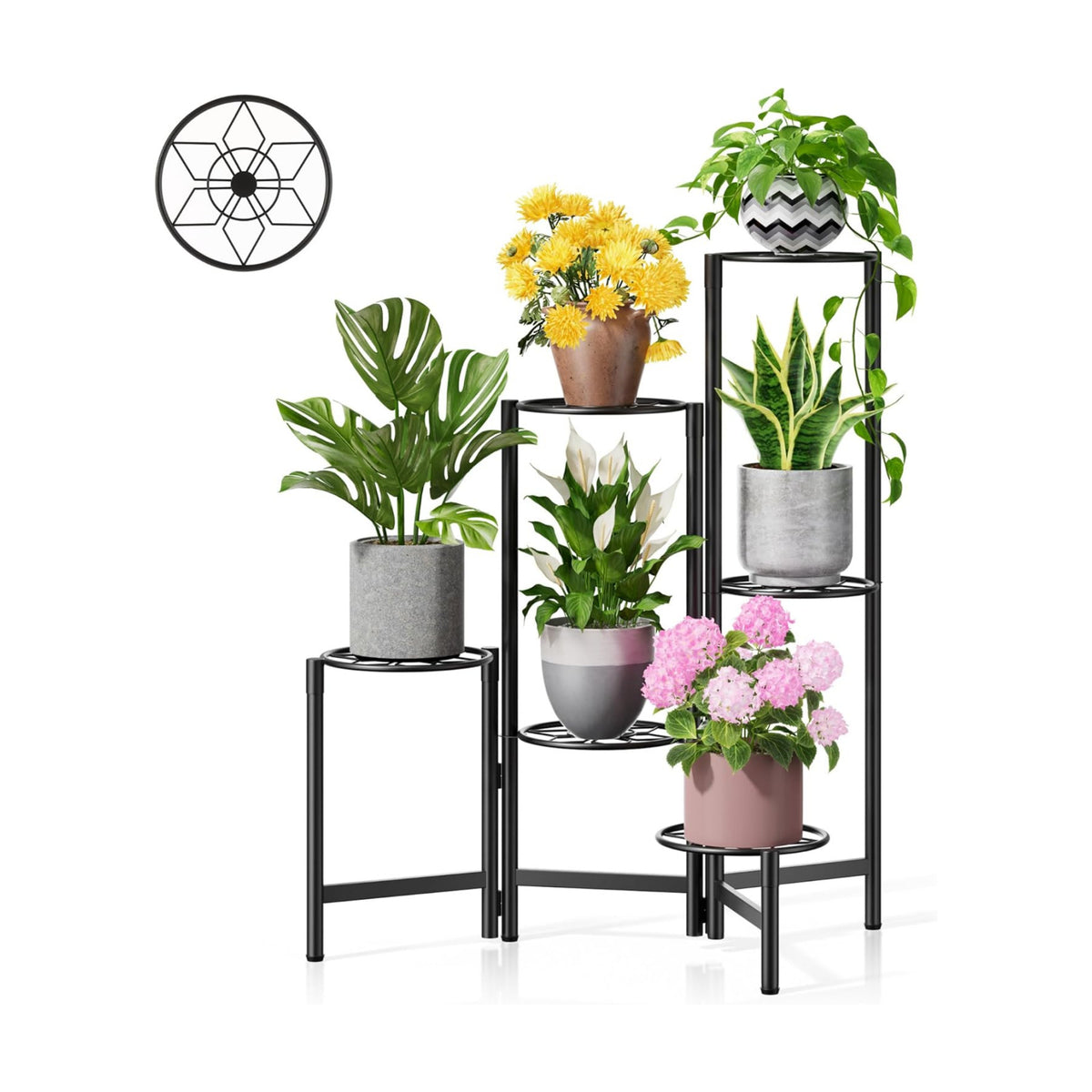 6 Tier Metal Plant Stands Outdoor Indoor, Heavy Duty Flower Pot Holder Potted Display Rack Shelf, Tall Corner Plant