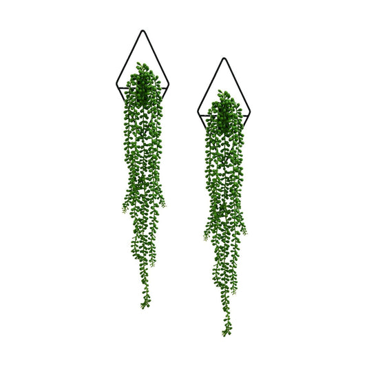 Fake Succulent Plants Artificial Ivy Vine Black Diamond Metal / Black Hang Lover Tears / Set of 2