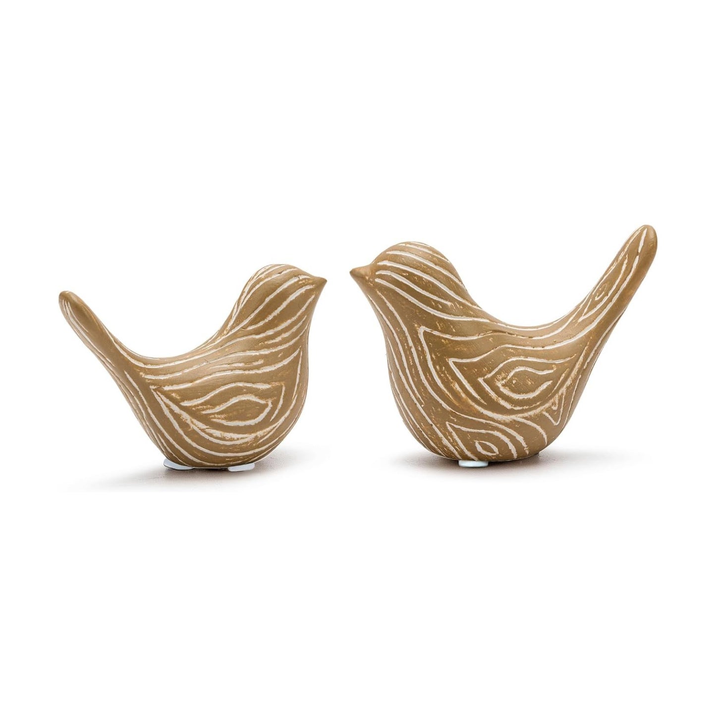 Small Birds Statues / Wood / Set of 2