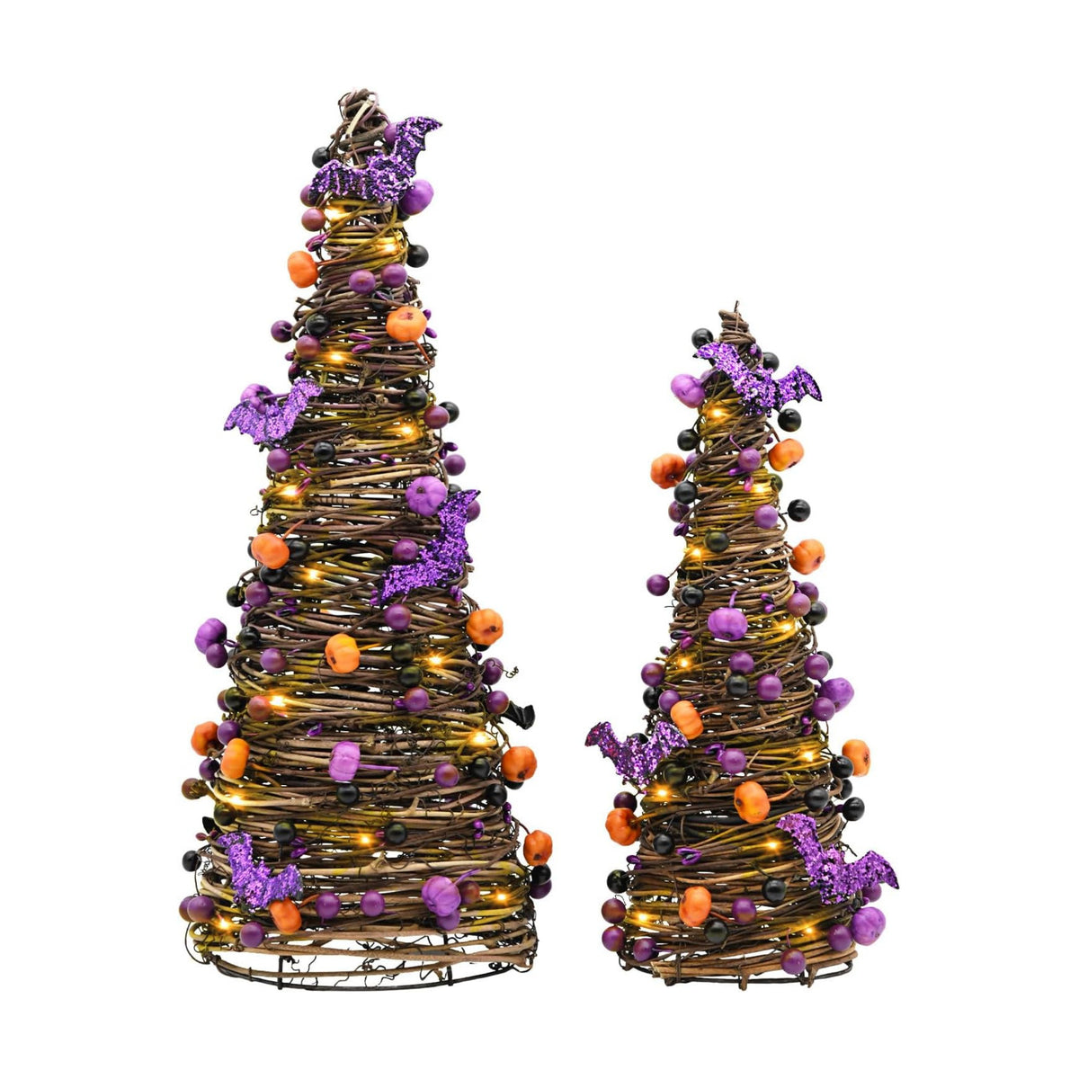 2Pa Lighted Halloween Tabletop Tree,Purple Pumpkin Halloween Decor【Timer】