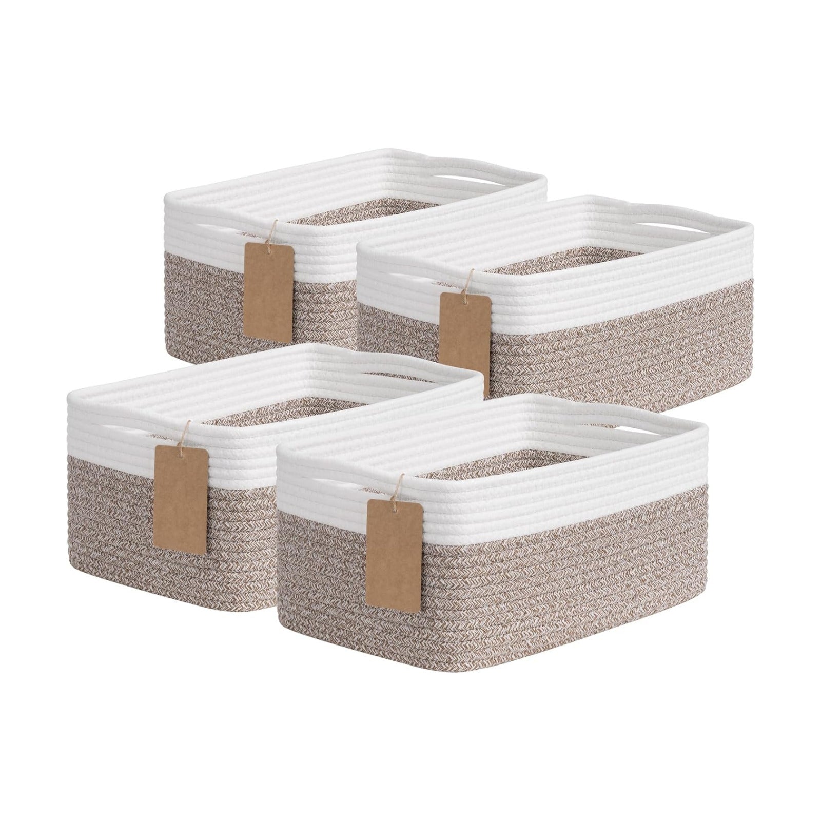 Woven Storage Basket / Brown & White / Set of 4