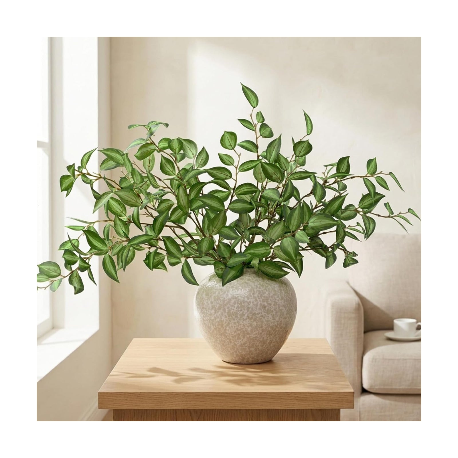 Artificial Eucalyptus Fake Leaves Branches / Green / 32.7 Inch / Set of 5