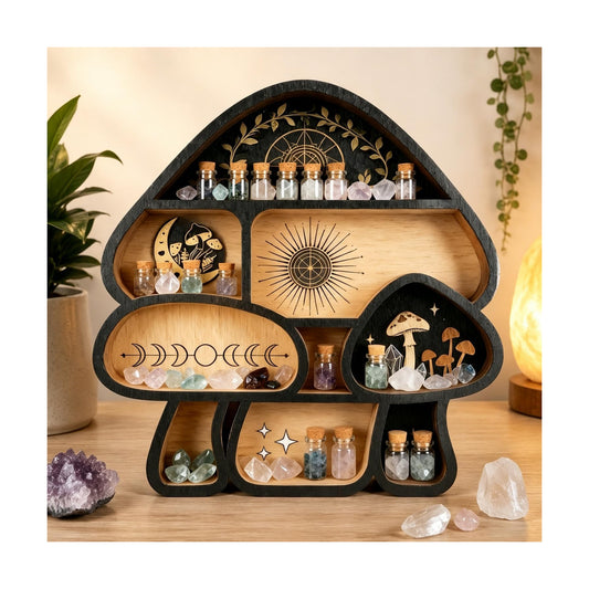Crystal Holder / Decor Wall Shelves / 3-mushroom