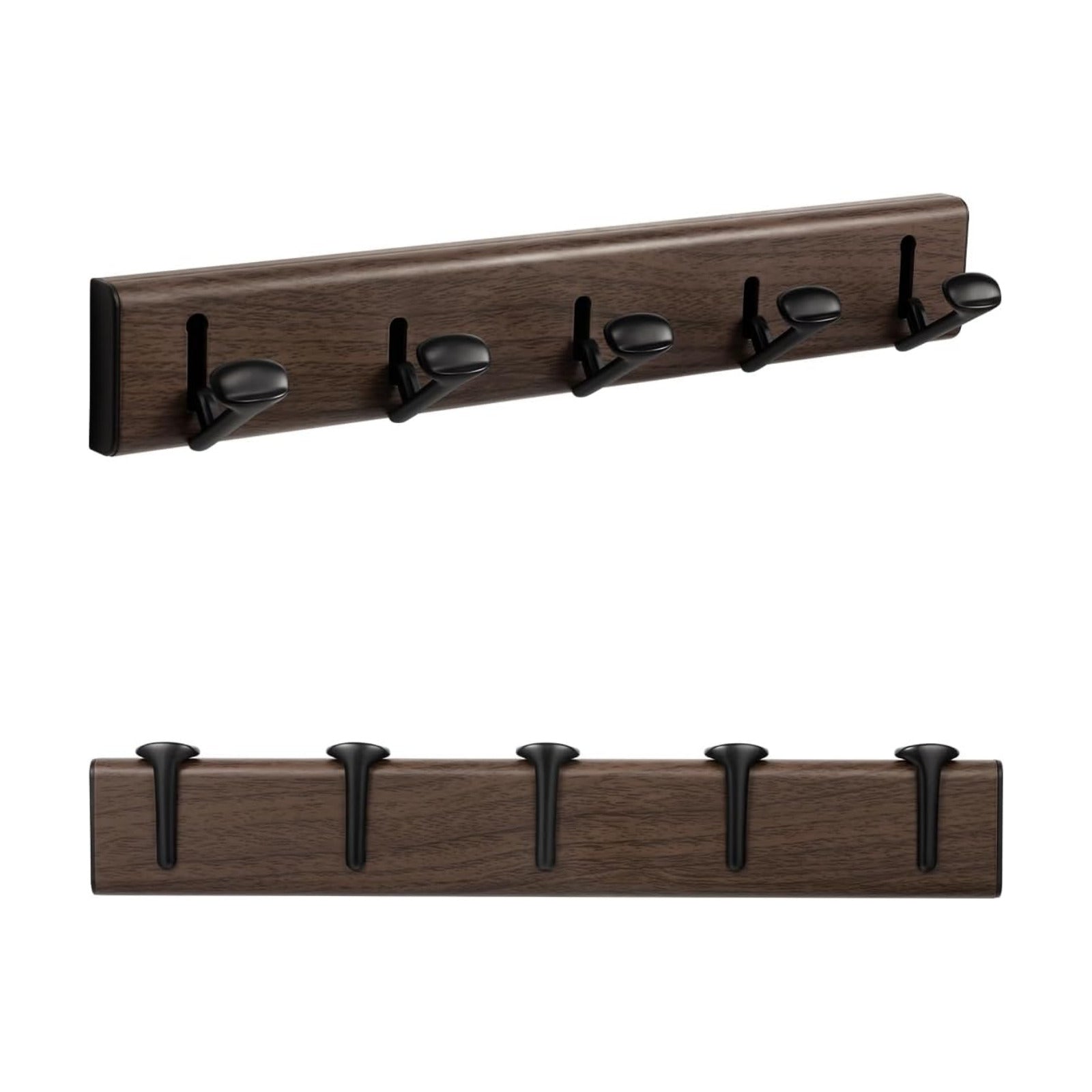Coat Rack Wall Mounted Black Wood Grain Towel Hooks / Black/wood Grain / 5 Hooks