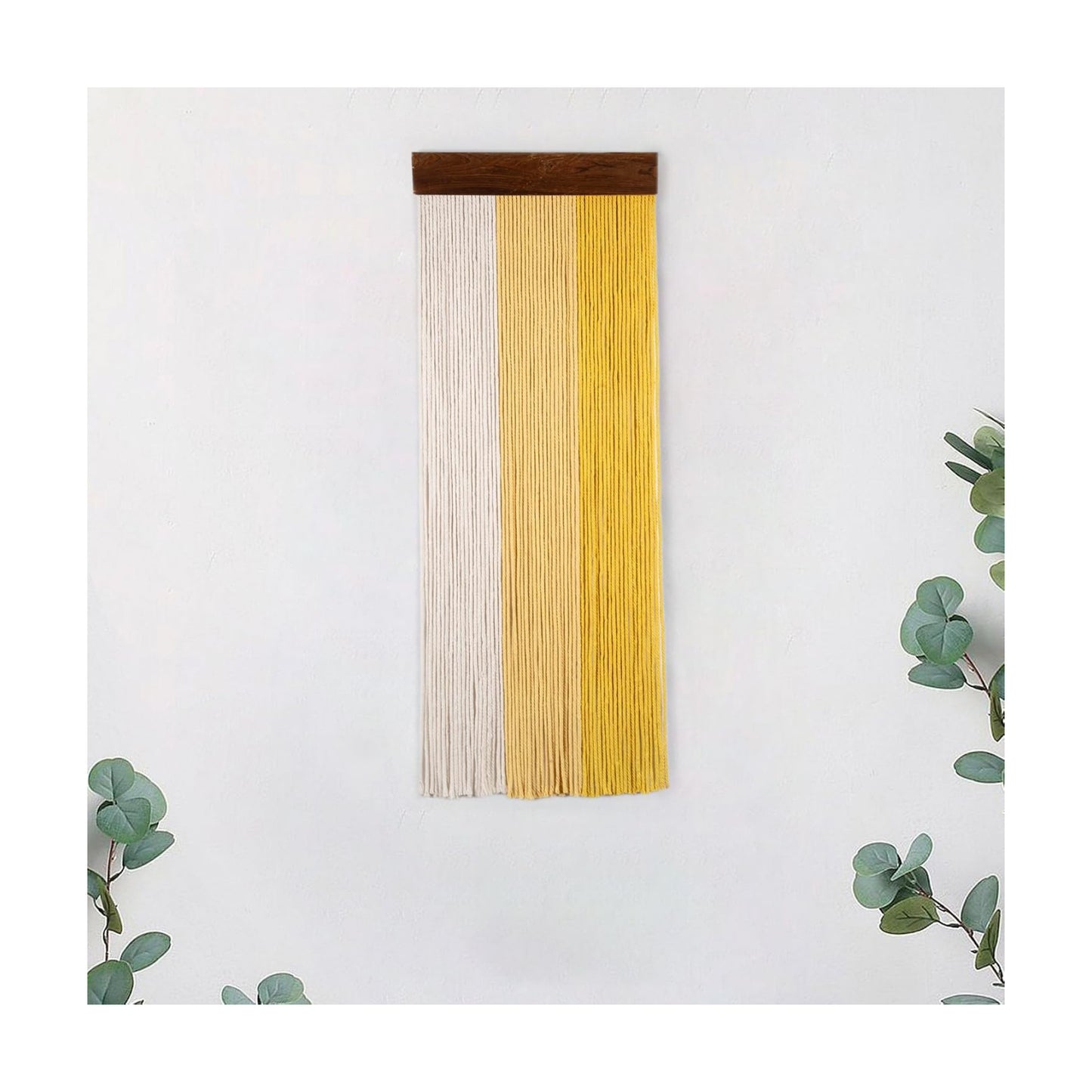 Yellow Large Macrame Wall Hanging Boho Yellow and Beige Wall Decor Handmade Woven / Yellow Beige