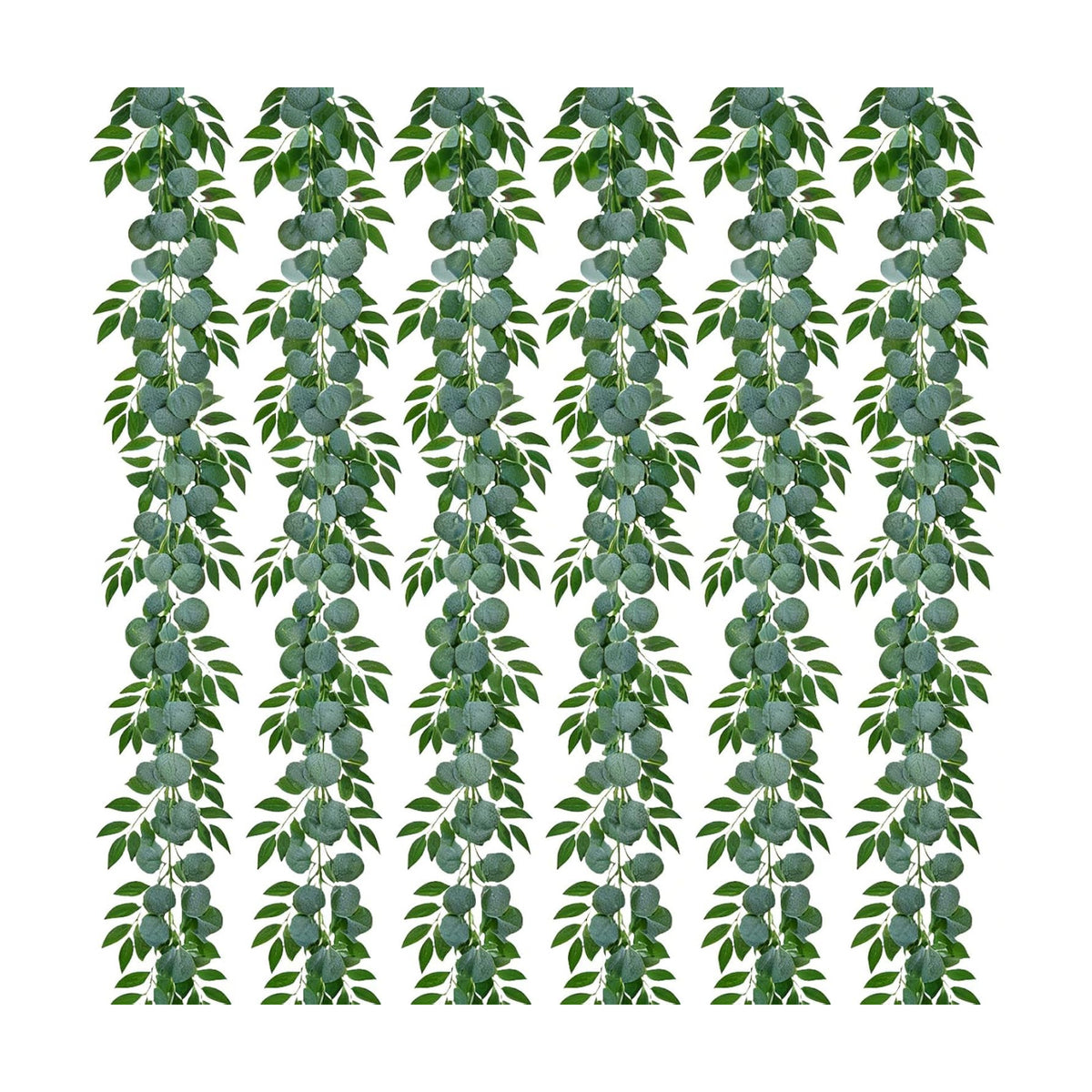 GREENTIME 6 Pack 6.5Ft Artificial Eucalyptus Garland with Willow Leaves