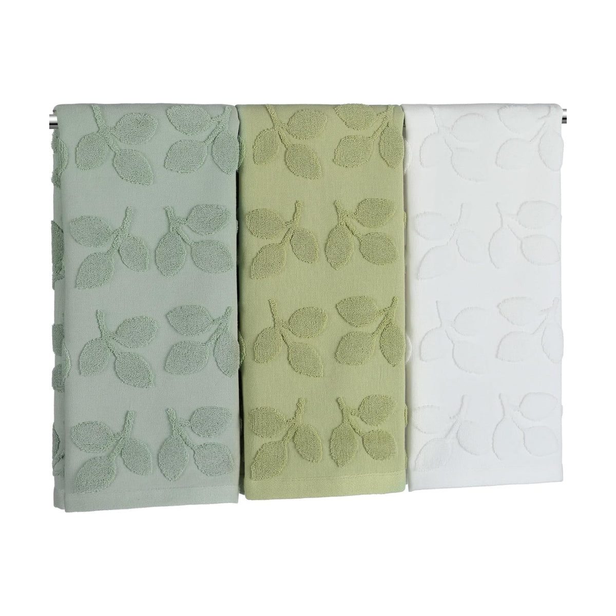 Remagr 3 Pcs Eucalyptus Hand Towels Cotton Jacquard Sage Green Bathroom