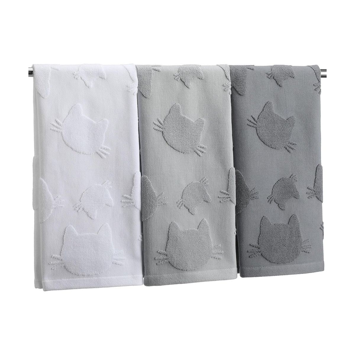 Remagr 3 Pcs Cat Hand Towels Set for Bathroom Cat Lover Gifts