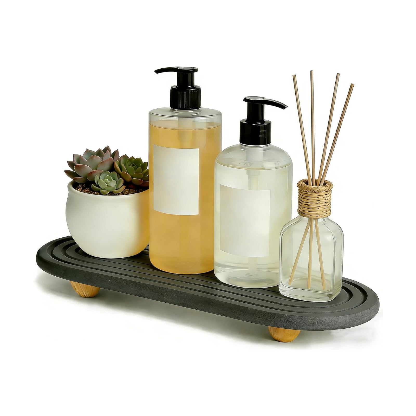 Instant Dry Sink Tray / Dark Gray Wooden Foot 4circles Large
