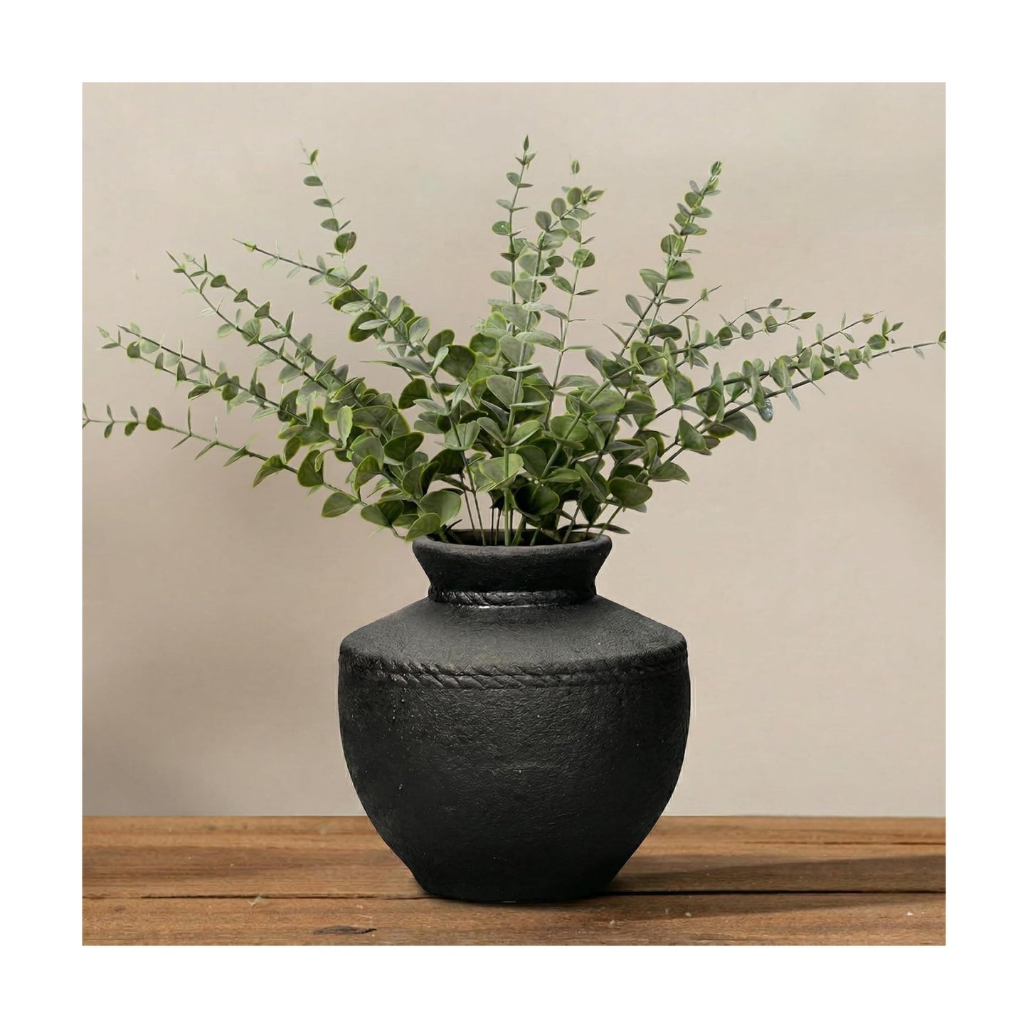 Ceramic Vase / Small Rustic Farmhouse Flower Vases / Black / 6 Inch