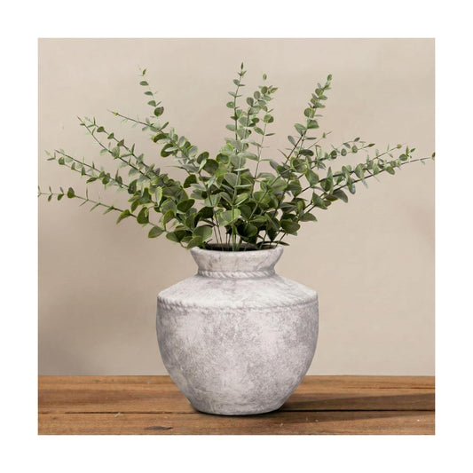 Rustic Farmhouse Vase Small Ceramic Flower Vases Decorative Vintage Pottery / Light Grey / 6 Inch