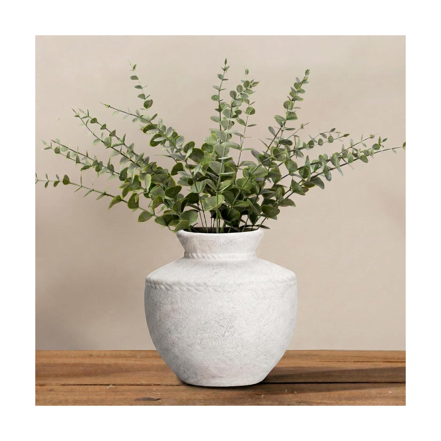 Rustic Farmhouse Vase Small White Ceramic Flower Vases / Rustic White / 6 Inch