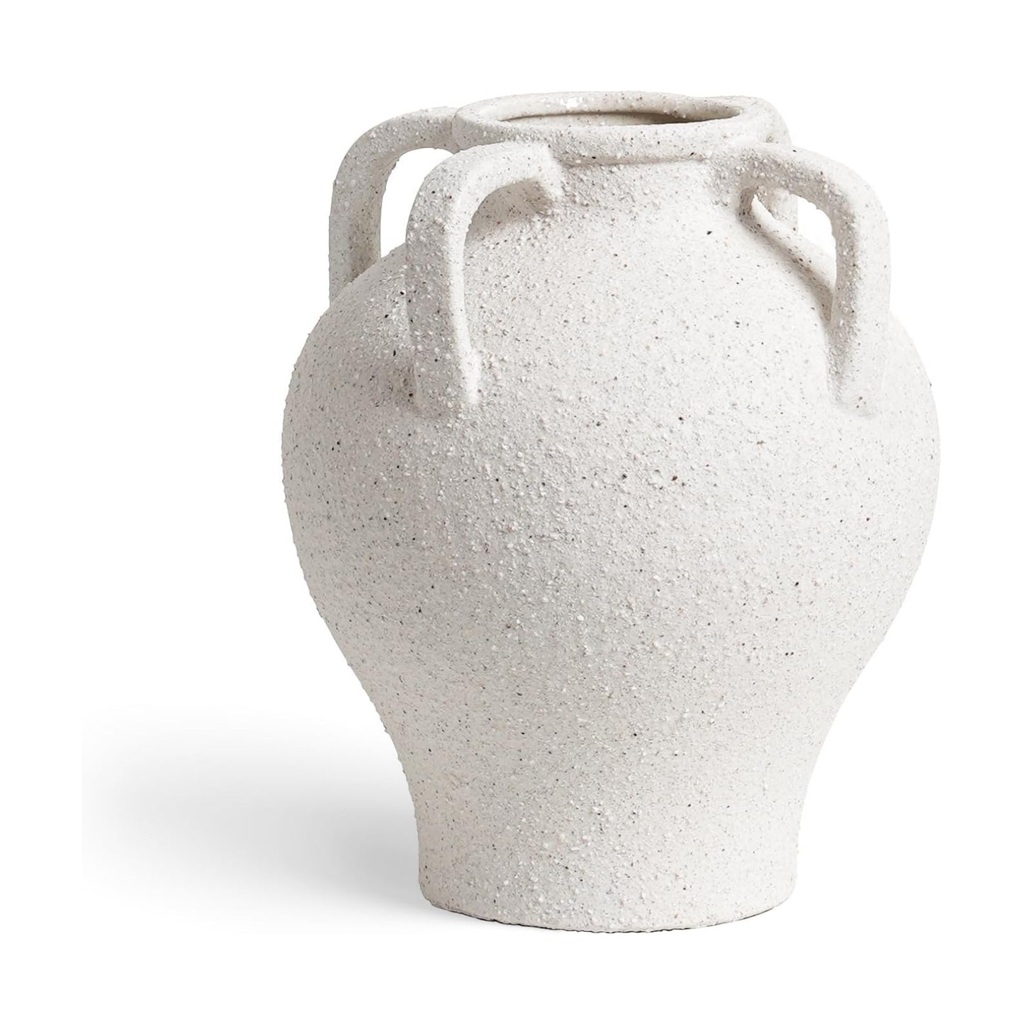 White Ceramic Vase / 8.8 Inch-rock Sand White