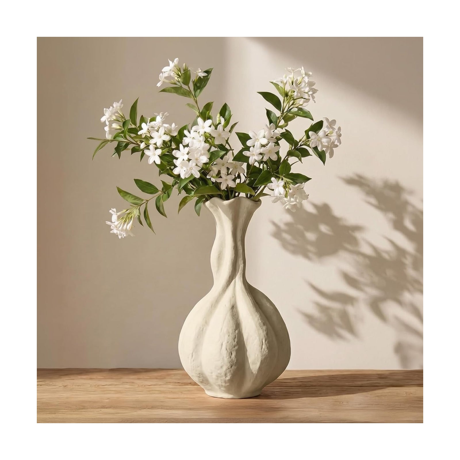 Ceramic Flower Vase / Soft White / 10 INCH