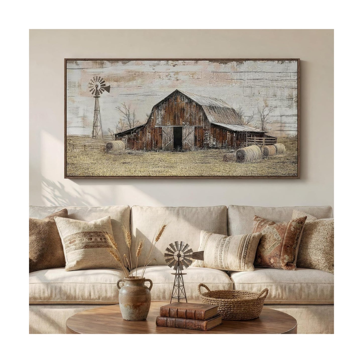 Rustic Country Wall / 60"L x 30"W / Warm Neutral