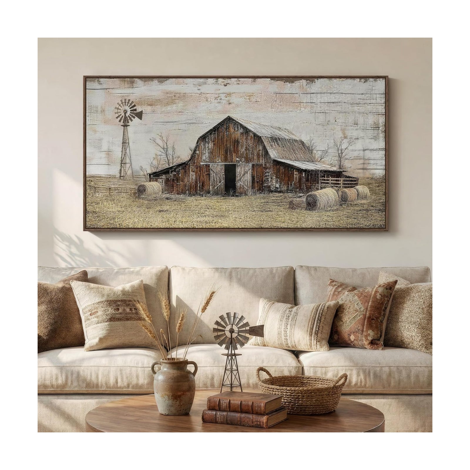 Rustic Country Wall / 60"L x 30"W / Warm Neutral