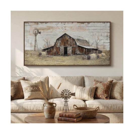 Rustic Country Wall / 60"L x 30"W / Warm Neutral