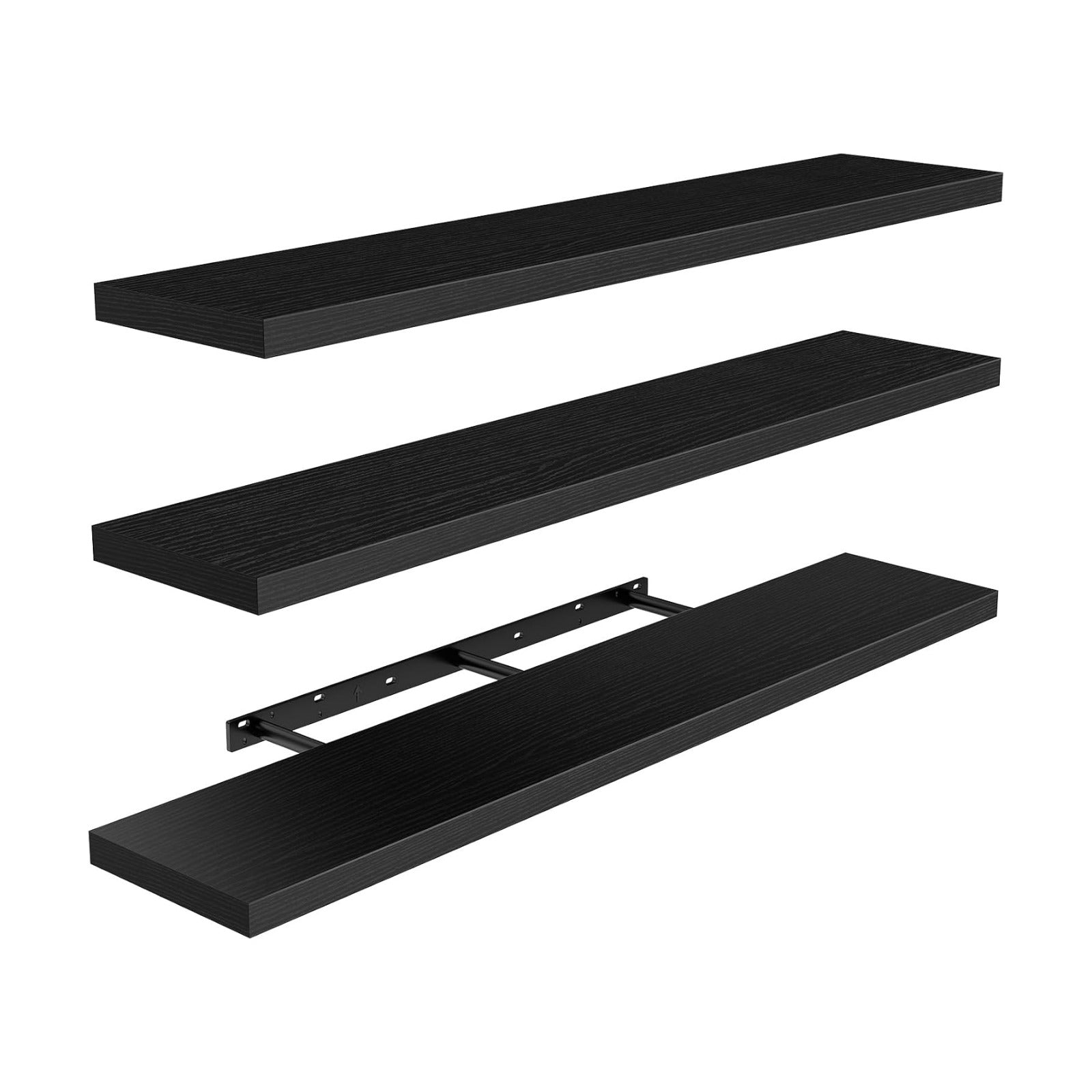 Amada 47.2" Floating Shelves for Wall Decor & Storage, Set of 3, Black
