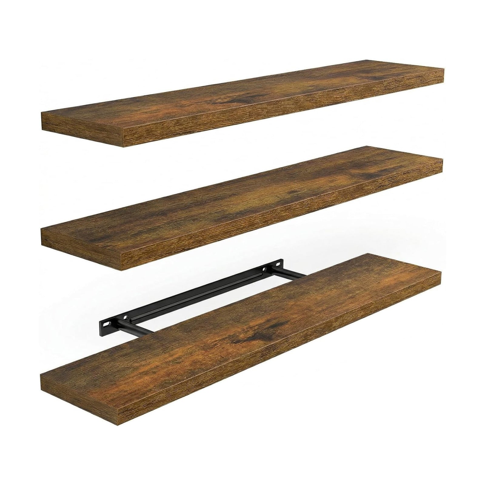 Amada 23.6" Floating Shelves for Wall Decor & Storage, Set of 3, Brown