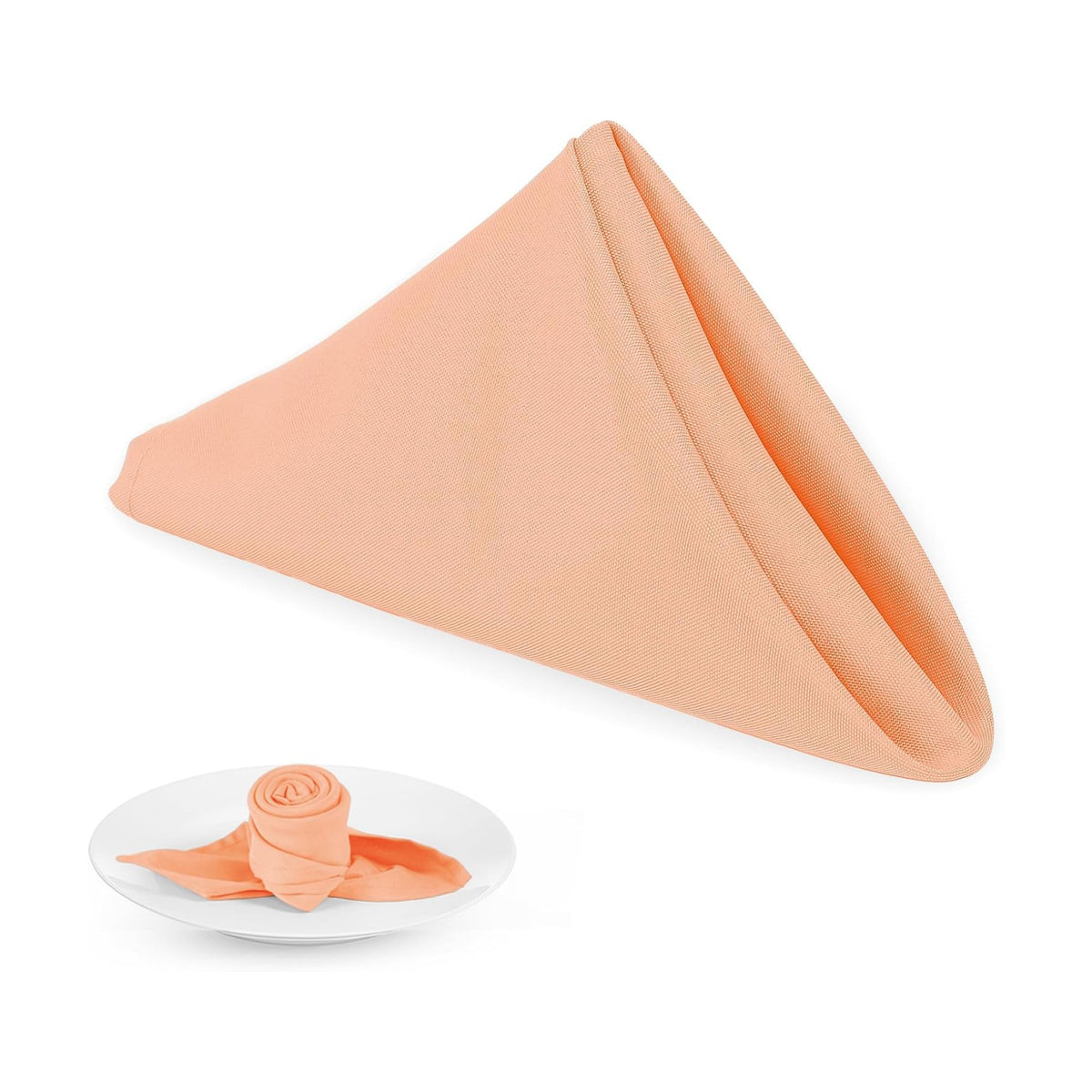 PLOYMONO Peach Cloth Napkins - 8 Pack 17" x 17" Washable Polyester Napkins