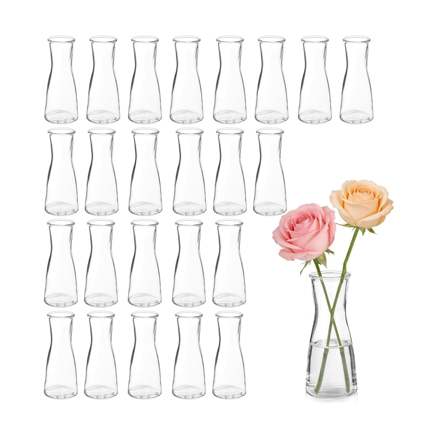 Glass Bud Vases for Centerpieces Small Flower Vase Modern Decorative Vases Mini / Clear / Set of 24