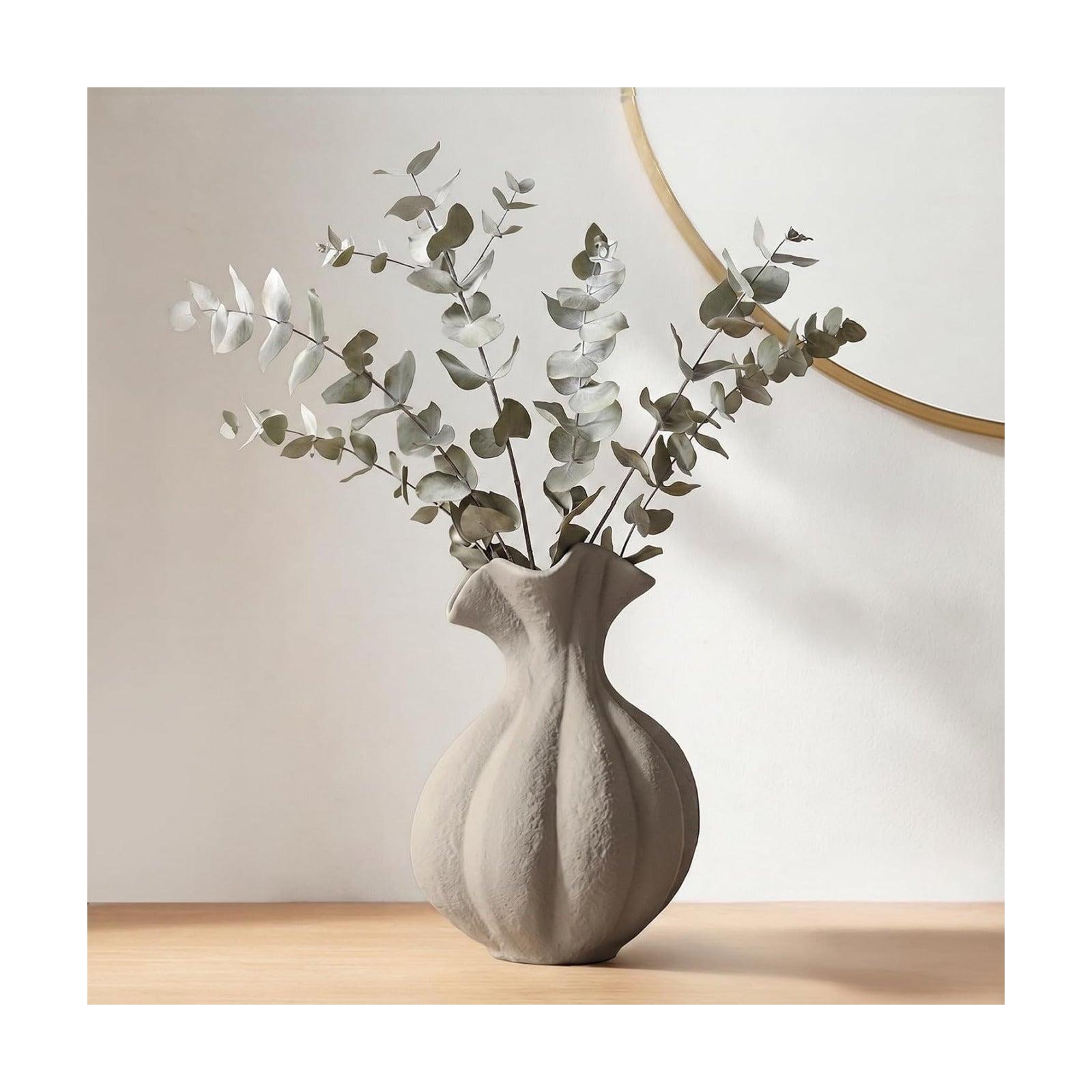 Small Farmhouse Flower Vase for Pampas Grass / Gray / 7.7 INCH