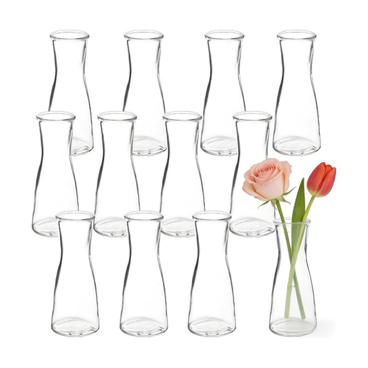 Glass Bud Vases for Centerpieces Small Flower Vase Modern Decorative Vases Mini / Clear / Set of 12