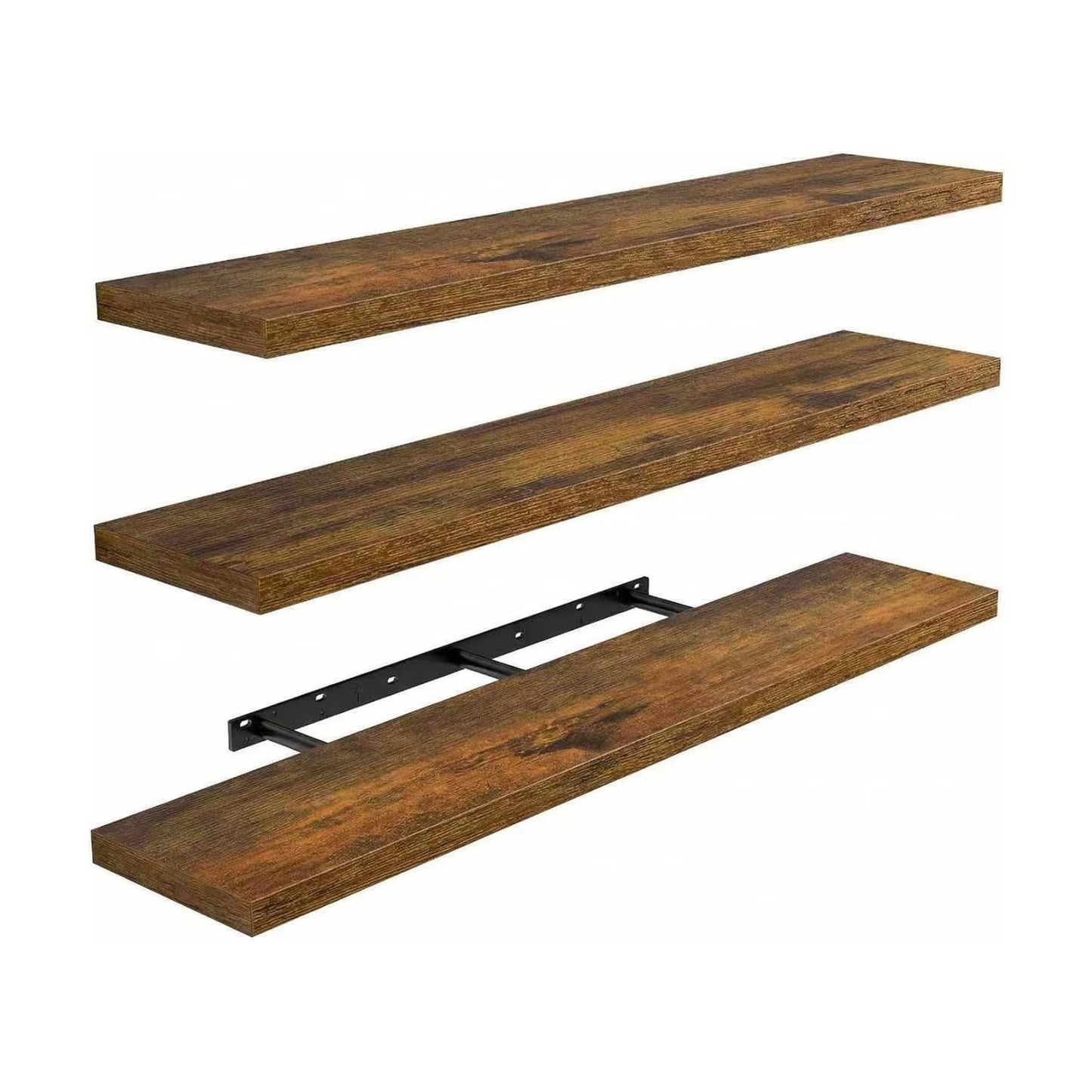Amada 47.2" Floating Shelves for Wall Decor & Storage, Set of 3, Brown