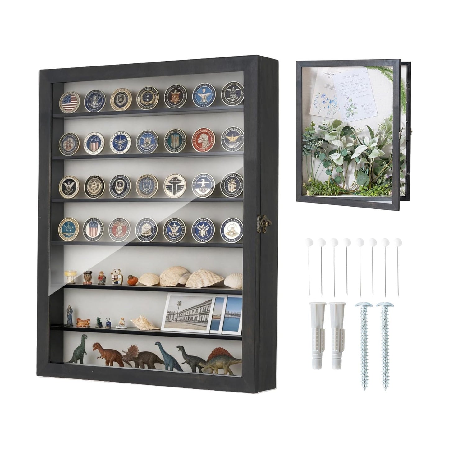 Muzilife 16x20 Shadow Box Wood Picture Frame with Shelves, 2.83 Deep, Black | FSC-Certified Solid Pine | Removable