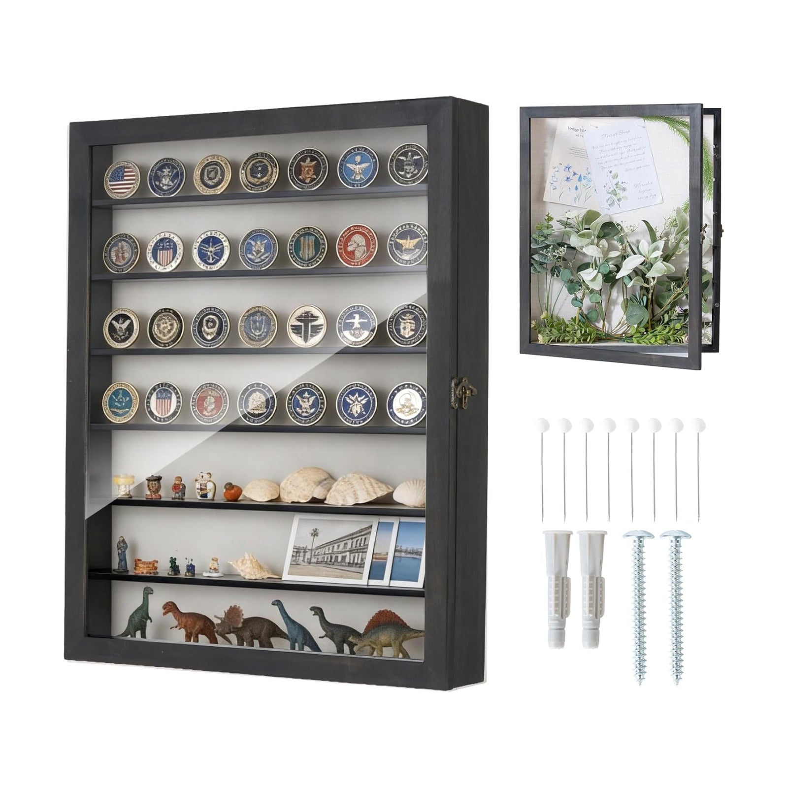 Muzilife 16x20 Shadow Box Wood Picture Frame with Shelves, 2.83 Deep, Black | FSC-Certified Solid Pine | Removable