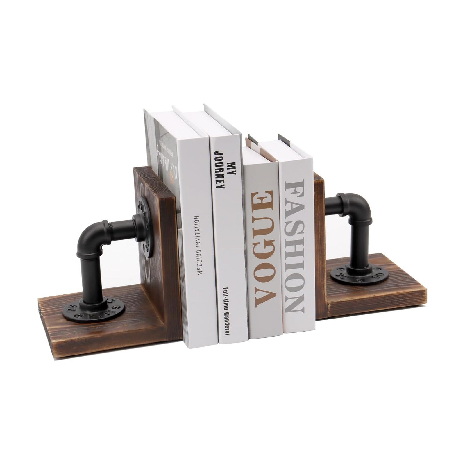 Wood Bookends / Rustic Style Bookend / Dark Brown / Set of 2