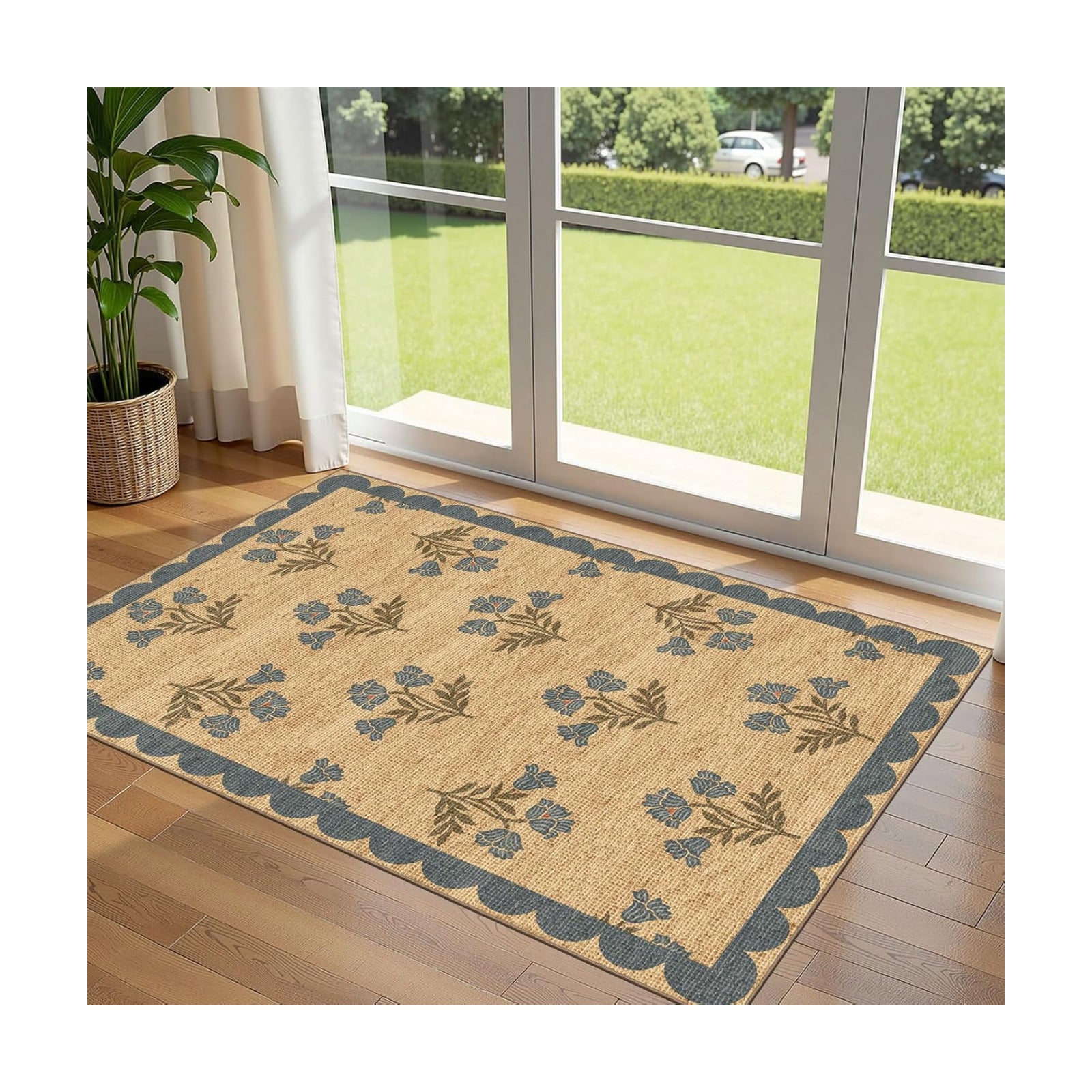3x5 Floral Entry Rug - Washable Indoor Outdoor Mats for Front Door