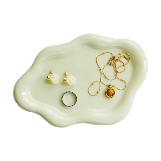Vanity Ring Dish Ceramic Trinket Ring Holder / Cloud-green