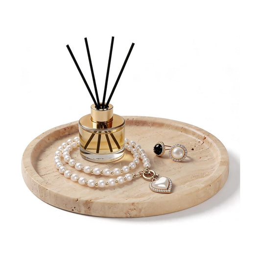 Natural Round Marble Tray / Beige