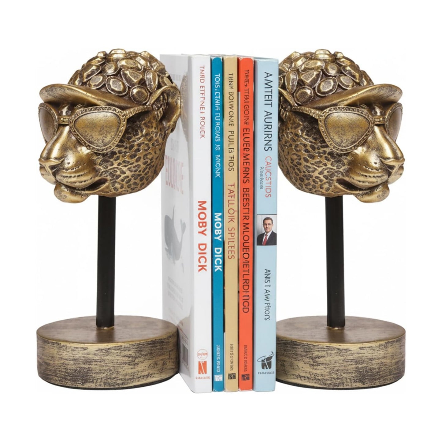 Vintage Bookends / Resin Book Ends / Golden Cheetah