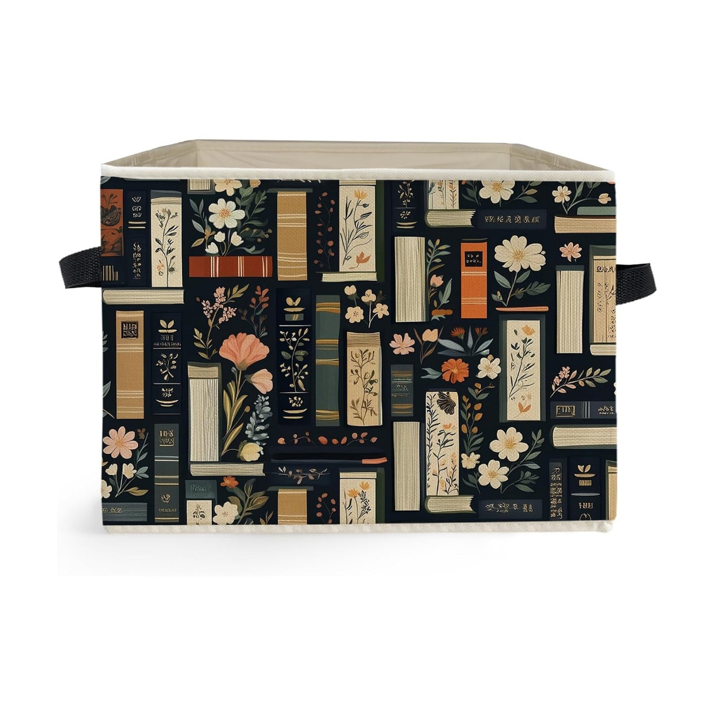 Dark Floral Book Storage Box Bins / Reading Corner-5