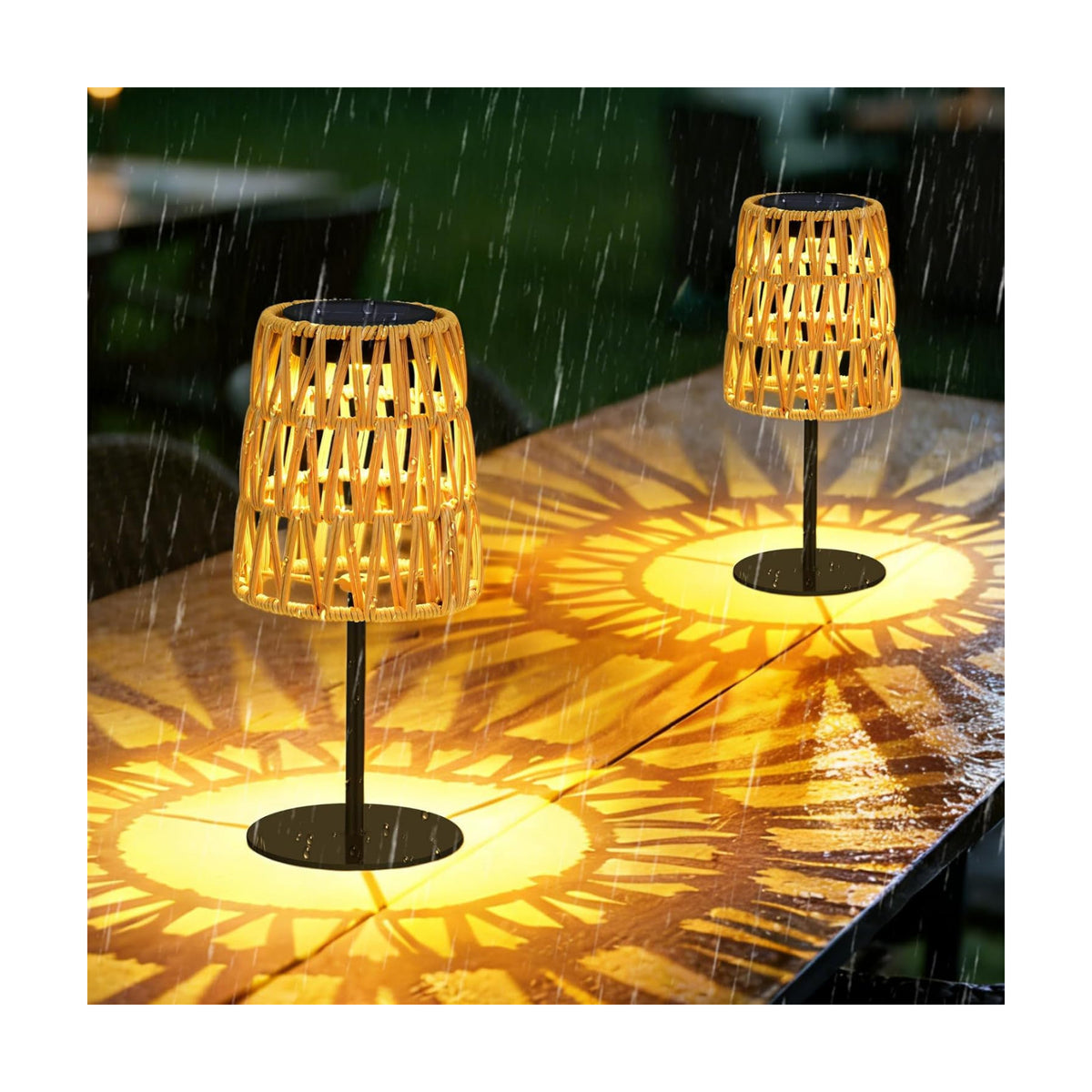 2pcs Outdoor Table Lamp: Rechargeable LED Solar Lantern for Garden Yard, Waterproof Solar Lights Outdoor Cordless Table