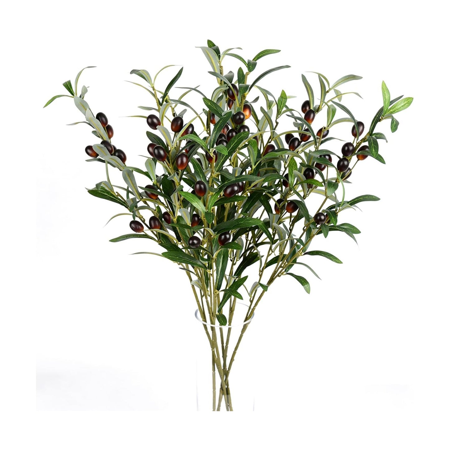 Olive Branch Artificial Plants Greenery Stems Faux Olive Branches for Vases / Green / Set of 6