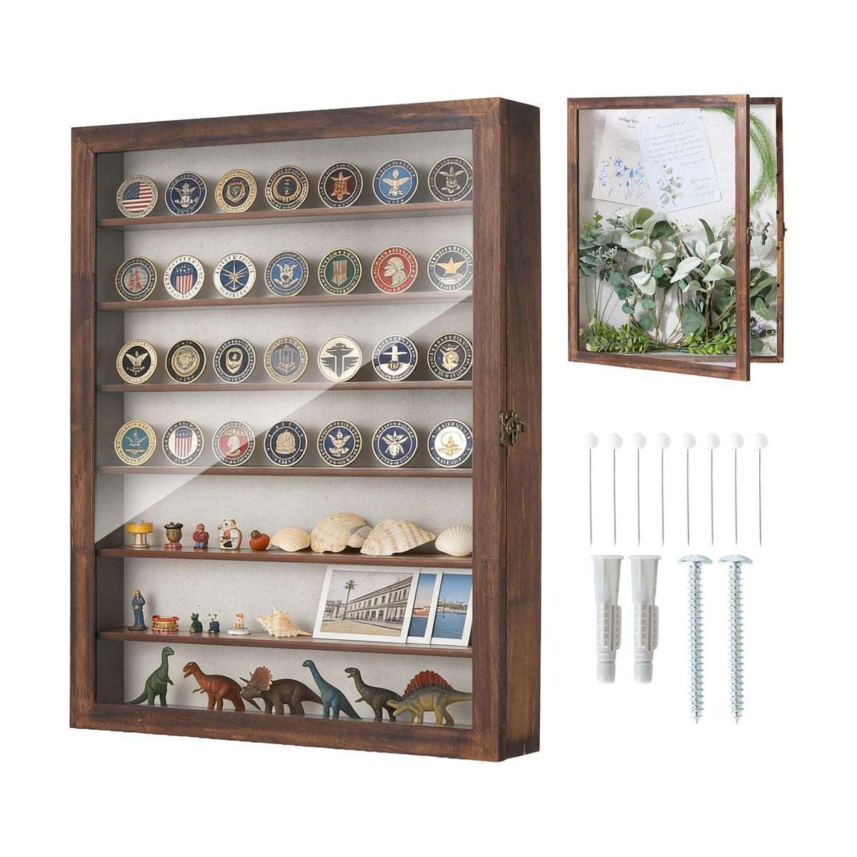 Muzilife 16x20 Shadow Box Wood Picture Frame with Shelves, 2.83 Deep, Brown | FSC-Certified Solid Pine | Removable