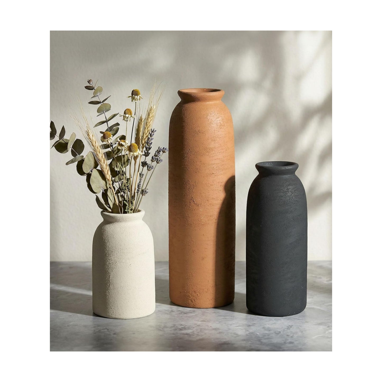 Ceramic Vase / Small Flower Rustic Vases Home Table Decor / Rustic-rust Set / Set of 3