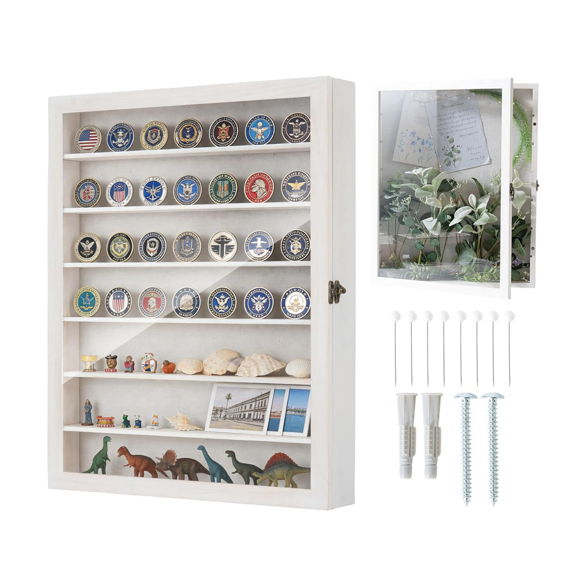 Muzilife 16x20 Shadow Box Wood Picture Frame with Shelves, 2.83 Deep, White | FSC-Certified Solid Pine | Removable