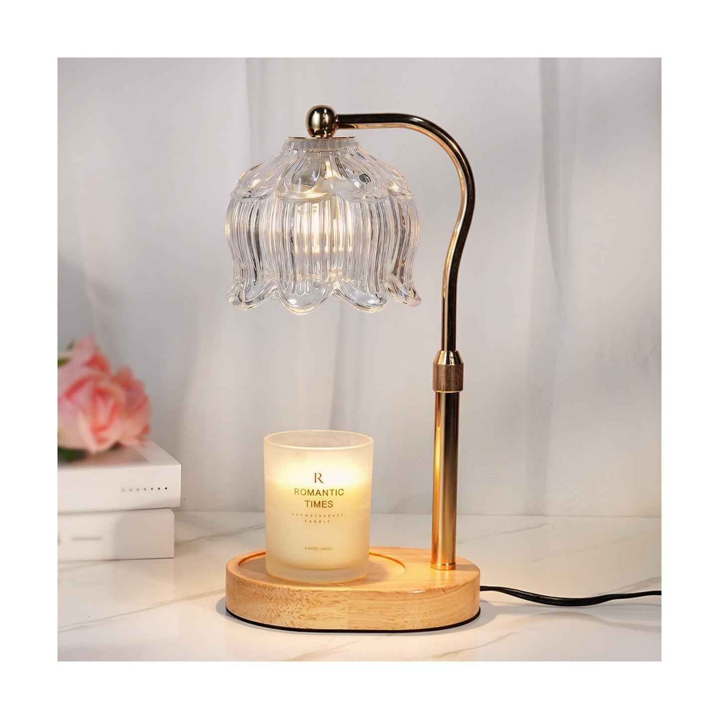 Funistree Flower Candle Warmer Lamp with Timer, Dimmable Candle Lamp Warmer, Christmas Birthday Gifts for Women Mom