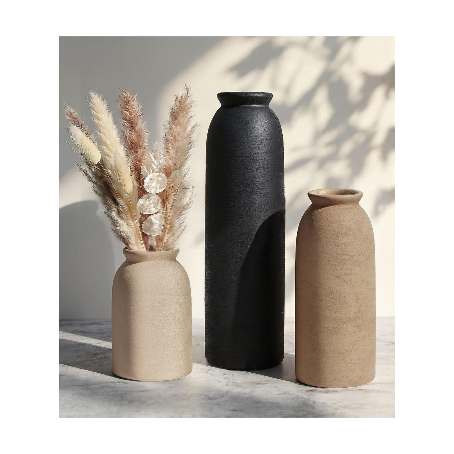 Ceramic Vase / Rustic-black Set / Set of 3