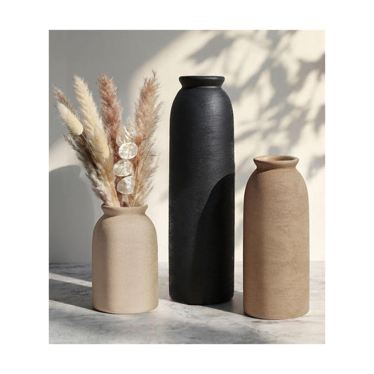 Ceramic Vase / Rustic-black Set / Set of 3